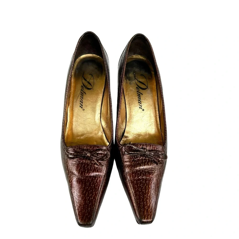 Delman Heels Metallic Brown Pumps